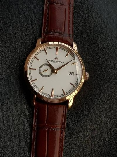 Vacheron Constantin Patrimony 87172 38mm 2455 Automatic Movement Red Strap Rose Gold Case Watch